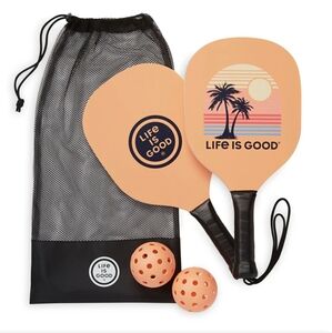Life is Good Pickleball 2 Player Set w/Bag! - Palm Sunset Canyon Orange BNWT SO